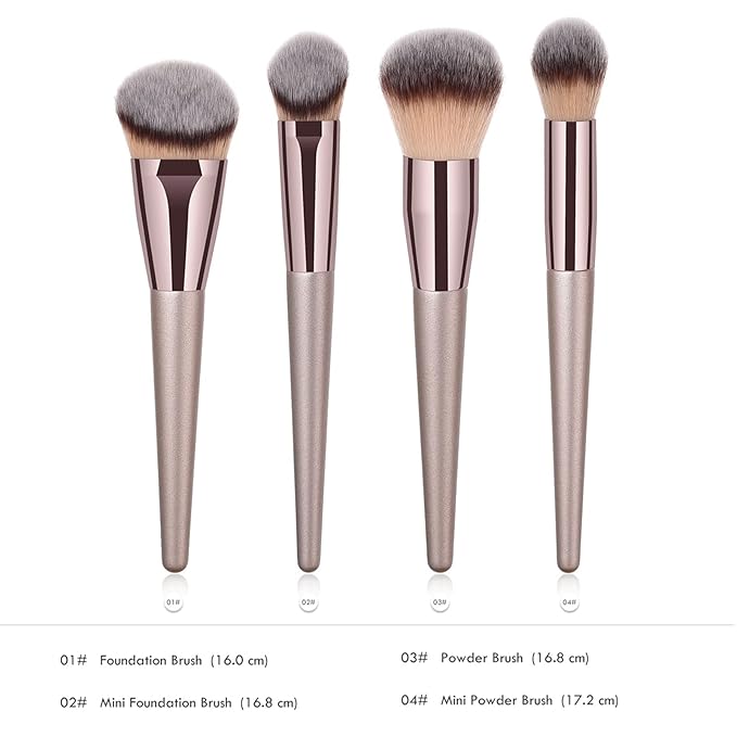 4pcs Professional Makeup Brush Set, Premium Synthetic Liquid Foundation Brush Blending Powder Tapered Kabuki Makeup Brushes Cosmetics Applicator-Velvo Beauty