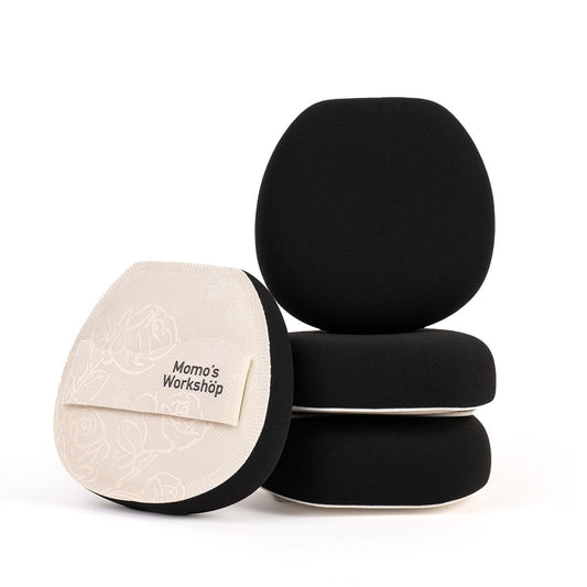 Satin White Flat-cut Shape Makeup Sponge,Firm Bounce Rubycell,Cushion Sponge with Wide PU Leather for Quick-Dry/Full Coverage Foundations, Cosmetic Puff,2pcs Beauty Puffs &Storage Case-Velvo Beauty