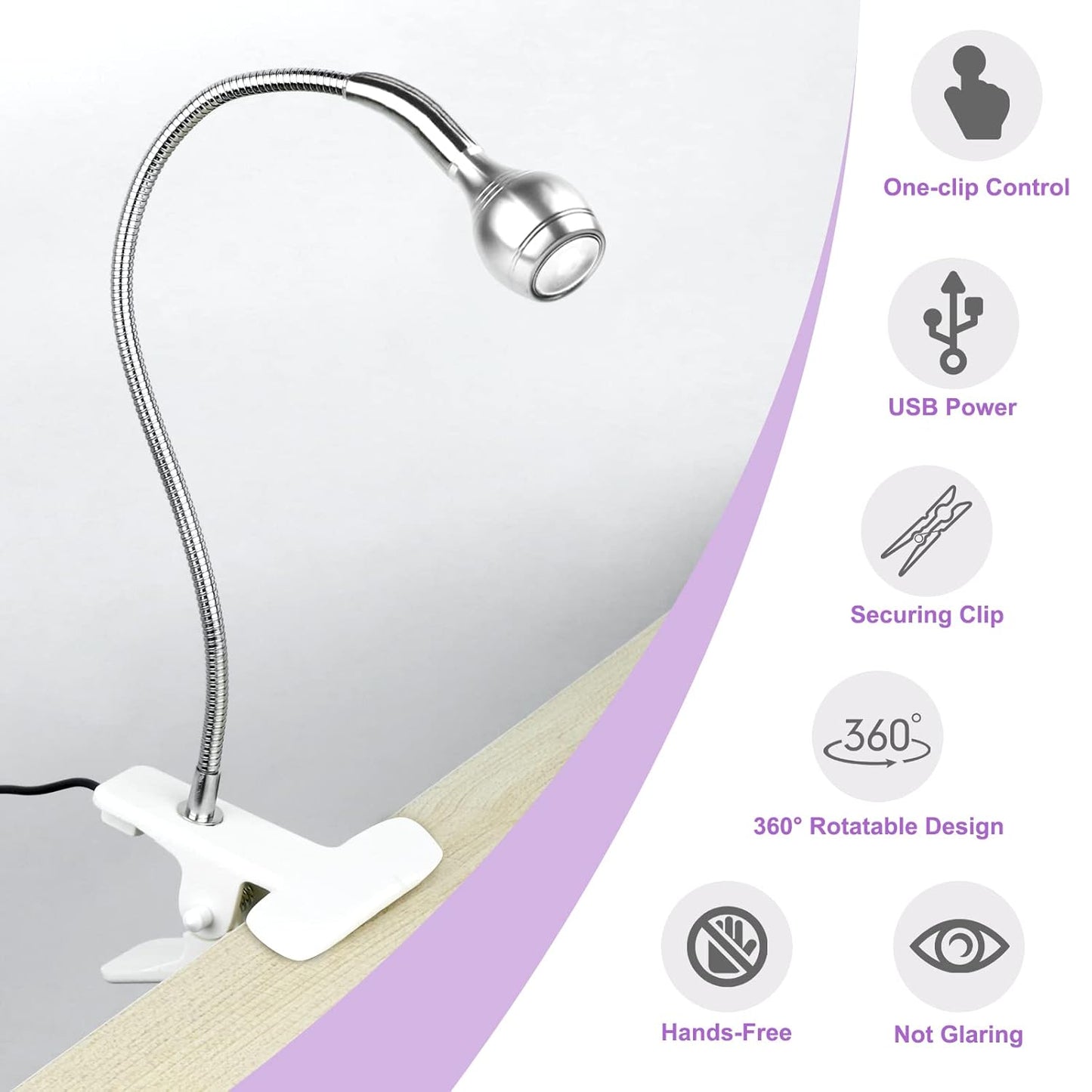 Saviland Mini Nail LED Lamp – Flexible Rotatable USB Quickly Nail Dryer Gel Lamp for Nails with Securing Clip Led Light for Nails for Curing Gel Polish U V Nail Gels Manicure DIY-Velvo Beauty