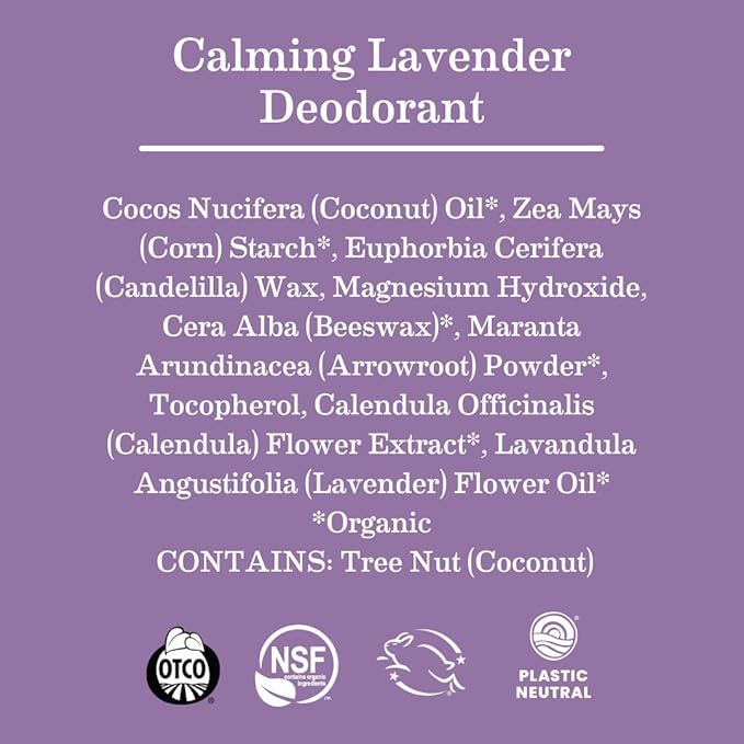 Earth Mama Calming Lavender Deodorant | Safe for Sensitive Skin, Pregnancy and Breastfeeding, Contains Organic Lavender, Calendula and Coconut Oil, No Baking Soda or Aluminum, 2.65-Ounce-Velvo Beauty