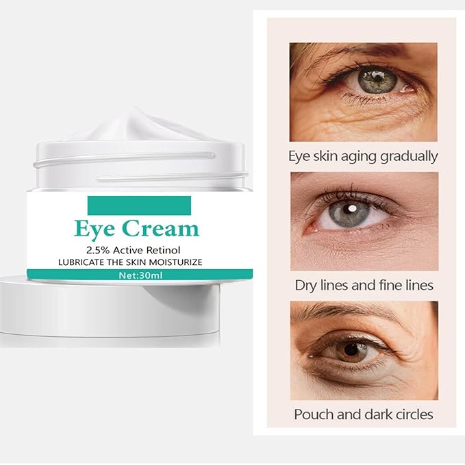 Eye Cream with 2.5% Active Retinol Anti Puffiness Caffeine Under Eye Cream Collagen Deep Moisturizing Anti Wrinkle Reduce Fine Lines Improve Dark Circles Anti Aging-Velvo Beauty