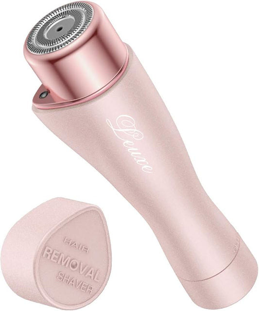 Facial Hair Remover for Women, Leuxe Painless Hair Removal Waterproof Shaver Razor with LED Light for Peach Fuzz Fine Hair Chin Cheek Upper Lip (Rose)-Velvo Beauty