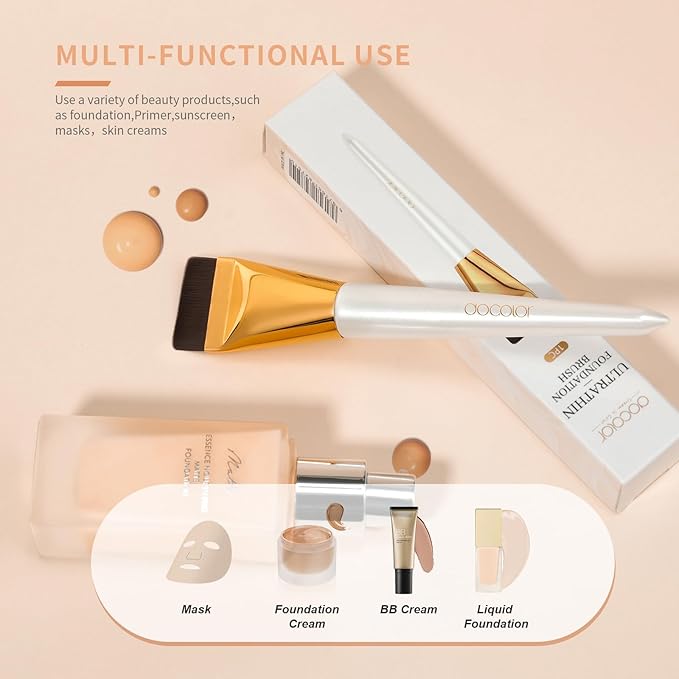 docolor Flat Foundation Brush for Liquid Makeup,Ultra Thin Liquid Foundation Brushes Premium Makeup Face Brush for Blending, Cream, Thin Foundation Brush Makeup Tool Face Foundation Flat Brush-Velvo Beauty