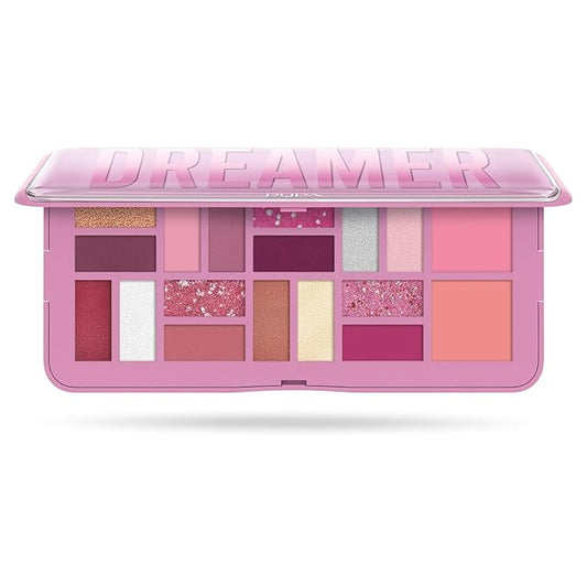 Pupa Milano Make-Up Palette L, 004 Pink, 0.71 oz - 18 Pan Eyeshadow and Blush Palette, Matte, Shimmer, Metallic Finishes - Blendable Velvety Texture Blush Powder - Talc-Free - Eco-Friendly Packaging-Velvo Beauty