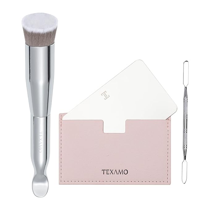Foundation Makeup Spatula Mixing Makeup Palette Spatula Foundation Brush, Makeup Spatula and Palette Set, Spatula for Makeup Professional Makeup Tool(Foundation Bruh+Spatula+Palette)-Velvo Beauty