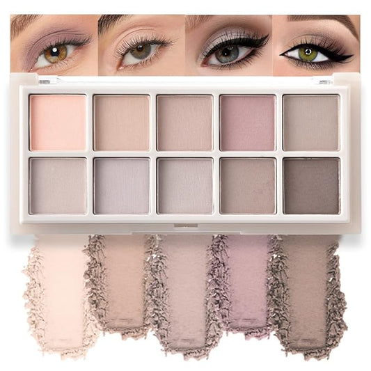 10 Color Matte Eyeshadow Palette, Neutral Taupe & Grey Brown Shades, Ultra-Blendable, Long-Lasting Natural Nude Makeup Palette for Women,Vegan & Cruelty-Free,Perfect for Everyday or Professional Looks-Velvo Beauty