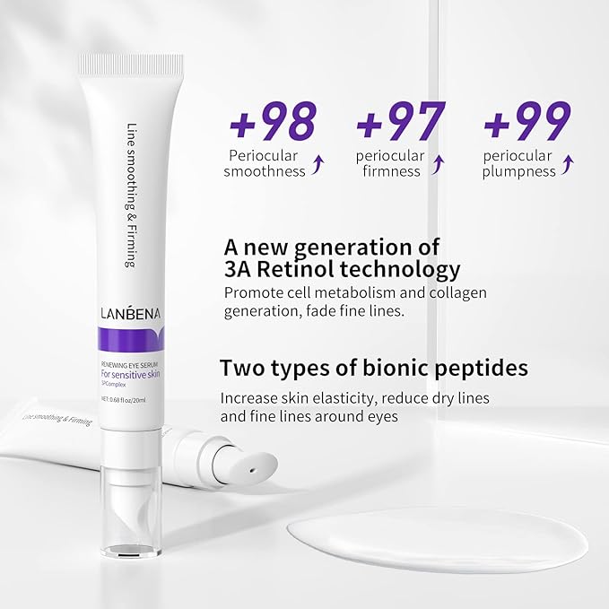 LANBENA Under Eye Cream, Retinol Eye Cream for Dark Circles and Puffiness, Daily Anti-Aging Under Eye Cream with Retinol & Hyaluronic Acid to Fight Fine Lines and Firm Skin (0.68 FL OZ)-Velvo Beauty