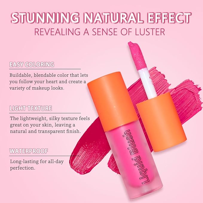 Liquid Blush, Long-lasting & Blendable Liquid Blush for High-Pigment Color, Achieve a Soft, Dewy, Healthy Natural Finish (09-Blood Orange, 0.2 Ounce)-Velvo Beauty