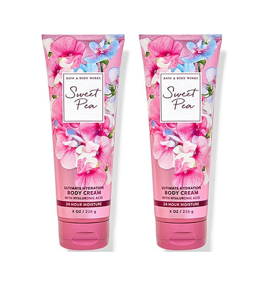 Bath and Body Works Sweet Pea 2 Pack Ultra Shea Body Cream 8 Oz. (Sweet Pea)-Velvo Beauty