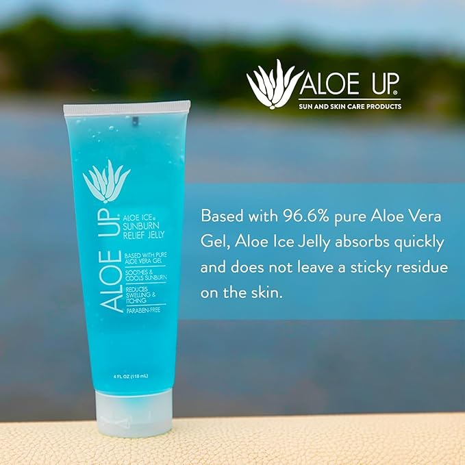 ALOE UP Ice Sunburn Relief Jelly - Pure Aloe Vera Gel Sunburn Relief for Adults & Kids, Aloe Vera Gel Face & Body, Natural Cruelty-Free Aloe Gel, Aloe Vera Gel Skin Lotion - 4 Oz (2pack)-Velvo Beauty