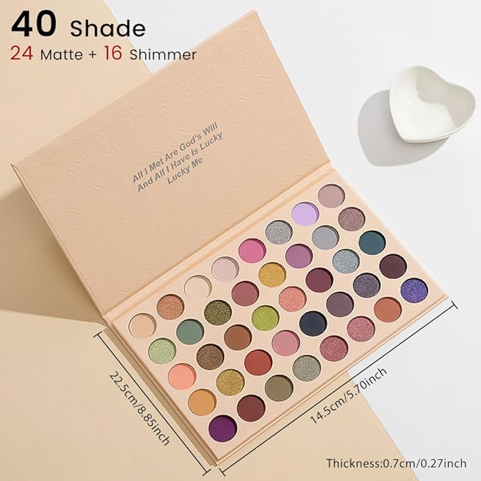 40 Girds Matte Shimmer Colorful Eyeshadow Palette for Teen Girl's Eye Makeup,High Pigmented Eye Shadow Primers Powder Palet de sombras de ojos-Velvo Beauty
