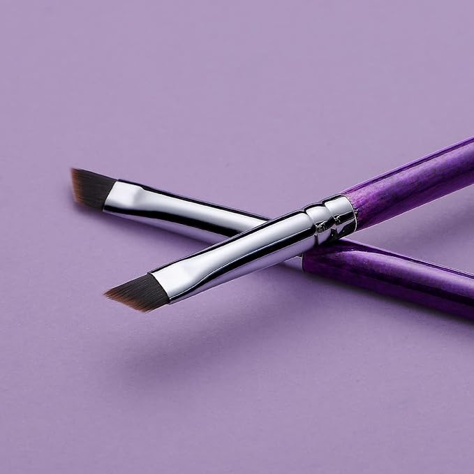 Eyeliner Brush Fine Angled - PRO Precision Gel Eye Liner Makeup Brush -Ultra Thin Slanted Flat Angle - Premium Cruelty Free Synthetic Bristles (E835 Purple)-Velvo Beauty