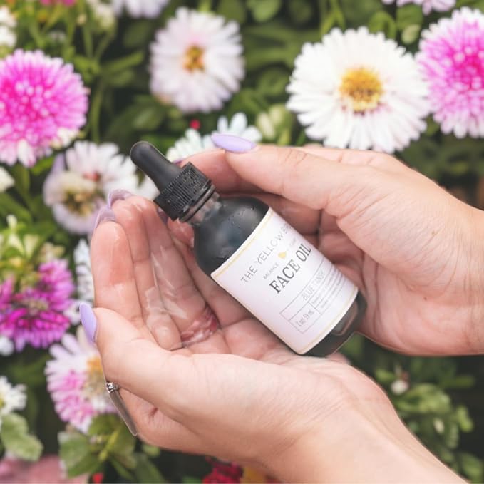 Yellow Bird Balancing Blue Tansy Face Oil 2 oz / 59 ml – Skin Glowing Serum. Collagen Support. Promotes Clear Skin Naturally. Wrinkle, Blemish & Pore Minimizer. Natural, Vegan Facial Moisturizer.-Velvo Beauty