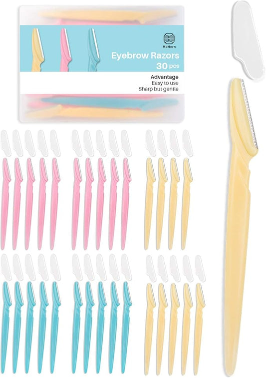 MoHern Dermaplaning Tool for Face, 30 Pcs Dermaplane Razor for Face, Multipurpose Face Razors for Women and Men, Multi-Color-Velvo Beauty