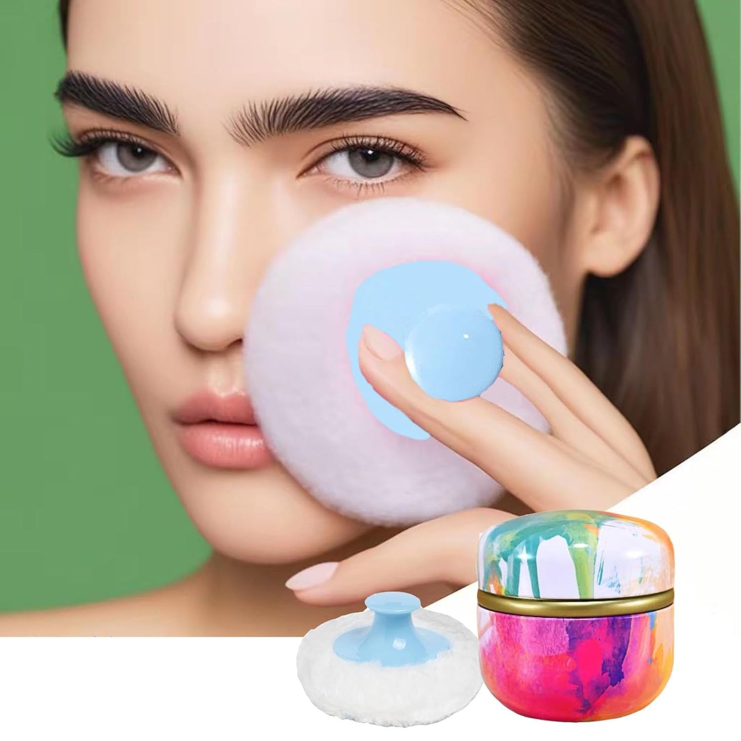 Body Powder Puff and Container, 3.35" Portable Dusting Powder Container with Soft Puff LoosePowder Case Box Jar with Lids for Baby Women Home and Travel Use-Velvo Beauty