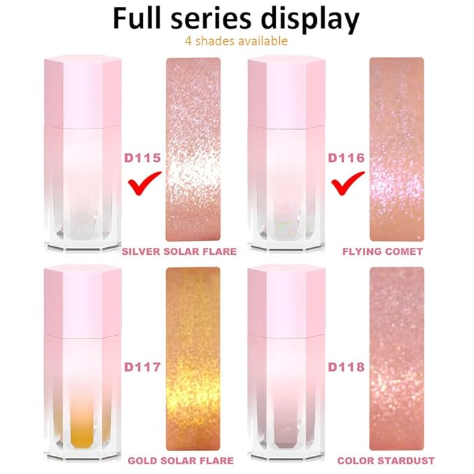 evpct Light Liquid Face Highlighter Makeup Waterproof Long Lasting Pearl White & Mermaid Pink Glimmer Glow Sparkly Glitter Body Shimmer Oil Luminizer Stick Highlight Illuminator for Face Cheek Eyes-Velvo Beauty