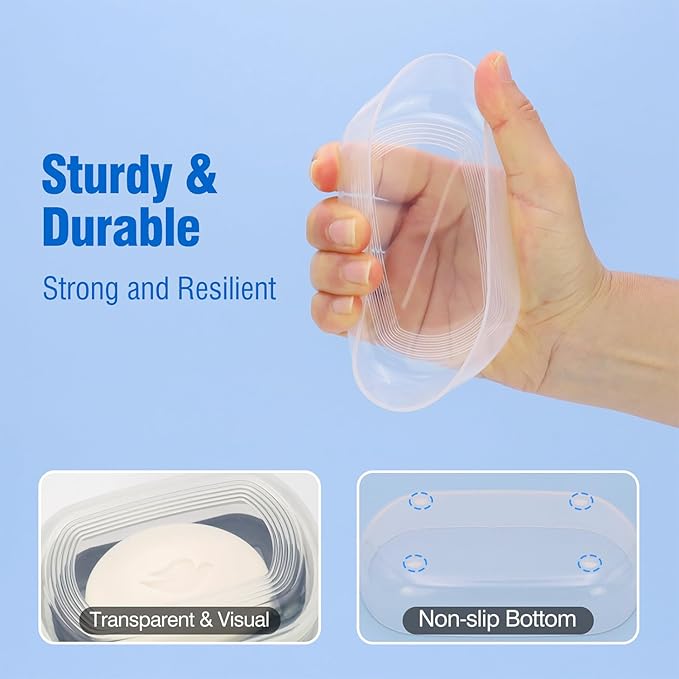 Soap Box, Travel Soap Container, Bar Soap Case with Removable Draining Layer - Clear Style A-Velvo Beauty