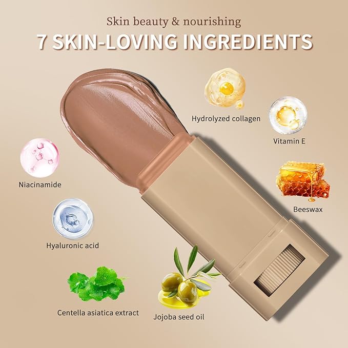 Beauty Balm Serum Boosted Skin Tint – Hydrating Tinted Moisturizer, Lightweight Solid Tinted Foundation Stick for Flawless, Sheer to Medium Coverage, Radiant & Dewy Finish, All-Day Wear (5#, 1)-Velvo Beauty