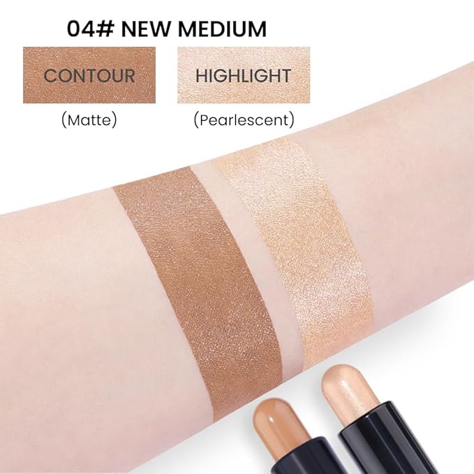 evpct 2in1 Face Shaping & Contouring Stick Cream Contour Concealer Bronzer Stick Makeup Kit for Beginner Face Highlighter Makeup Stick contorno maquillaje de maquillaje profesional,NEW Medium-Velvo Beauty