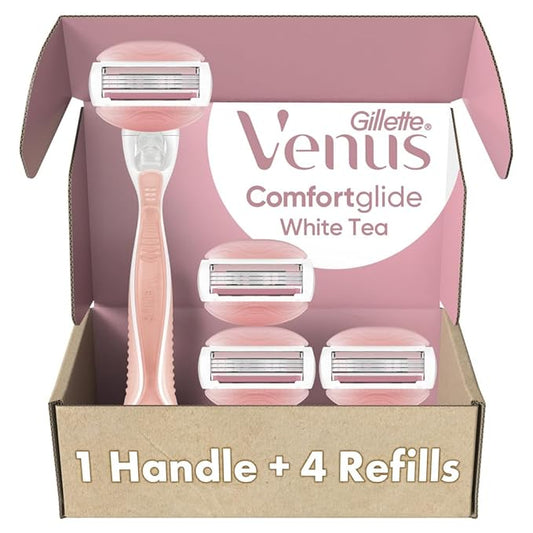 Gillette Venus ComfortGlide White Tea Women's Razor, Handle + 4 Blade Refills-Velvo Beauty