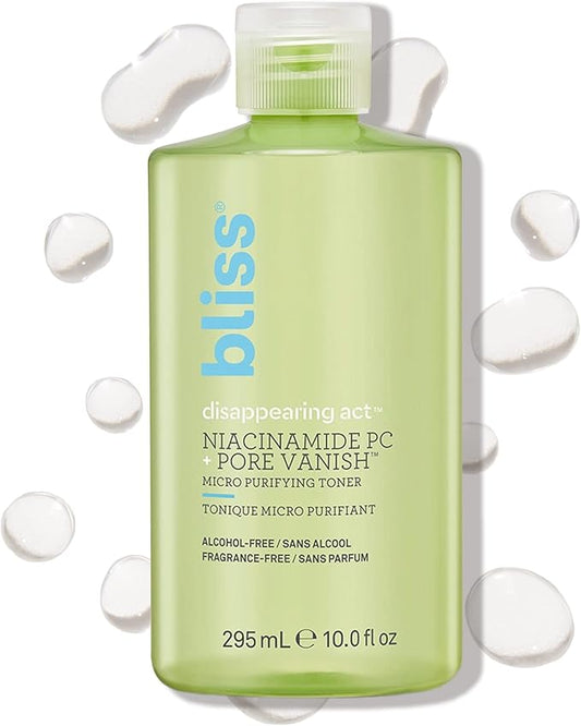 Bliss Disappearing Act Niacinamide Toner - 10 Fl Oz - Pore Vanish Complex - Purifies and Minimizes Pores - Alcohol-Free Face Toner - Clean - Vegan & Cruelty Free-Velvo Beauty