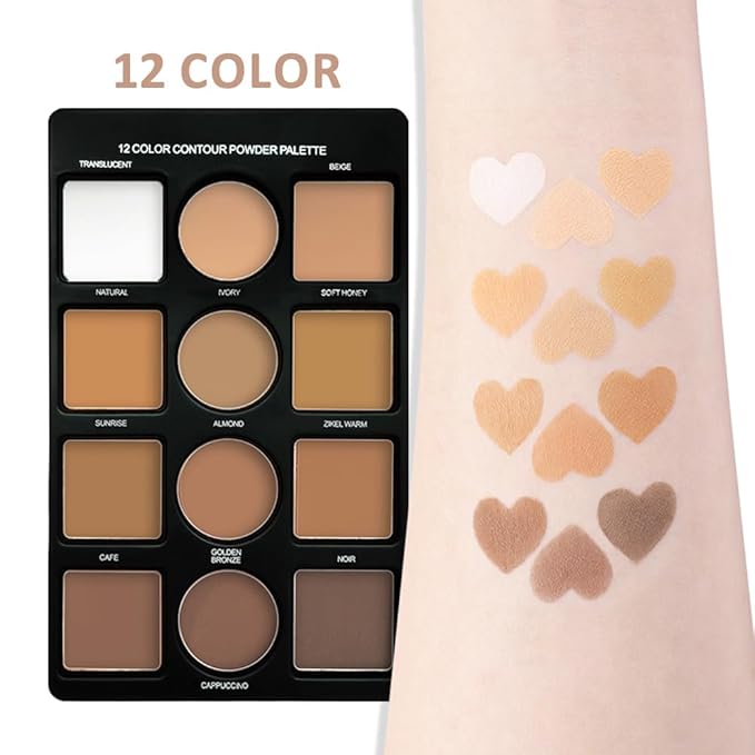Professional Light Medium Brown Contour Highlight Palette,Multiple Full Coverage Makeup Palet for Correcting, Easy Blending, Long-lasting formula, Sculpt & Highlighting,Matte and Shimmer Finish-12A-Velvo Beauty