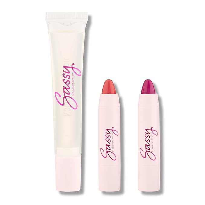 Sassy by Savannah Chrisley Breakup Collection Lip Kit - Contains 2 Balms and Oil to Enhance Your Pout - Nourishing Formulas for Everyday Wear - Luscious and Smoother Results - Heartbreaker - 3 pc-Velvo Beauty
