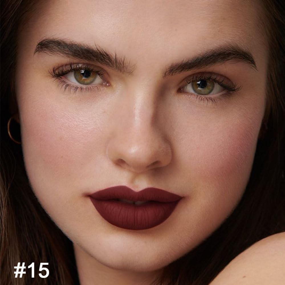 Kaely 2-in-1 Dark Deep Red Lip Liner & Lipstick Set Kit for Women, Matte Lips Kit with Lip Liner Lip Stains Long Lasting Waterproof 24 Hour Lipstick and Lip Liners Combo Lipliners Pencil Set 15-Velvo Beauty