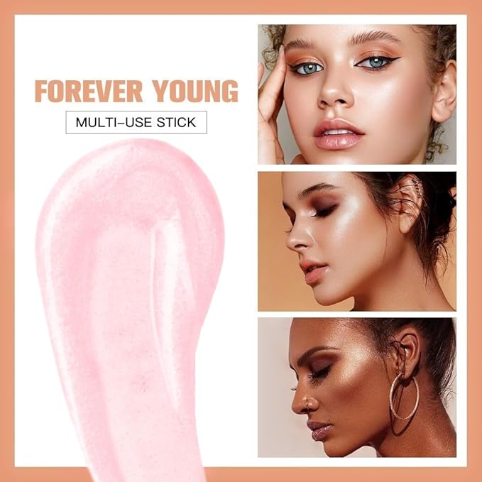 Go Ho Liquid Highlighter Wand,White Pink Highlighter Makeup Stick with Cushion Applicator,Smooth Creamy Liquid Highlighter Blendable Glowing Face Illuminator Contouring Makeup,03# Highlighter Makeup-Velvo Beauty