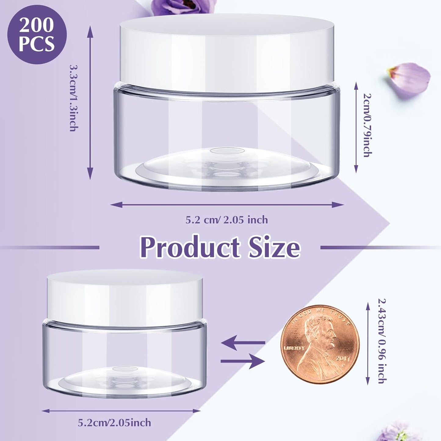200 Pcs 1 oz Empty Bulk Plastic Container Jars with Lid Leak Proof Round Plastic Jars Small Cosmetic Travel Containers for Storage Makeup Creams Lotion Ointments, White-Velvo Beauty