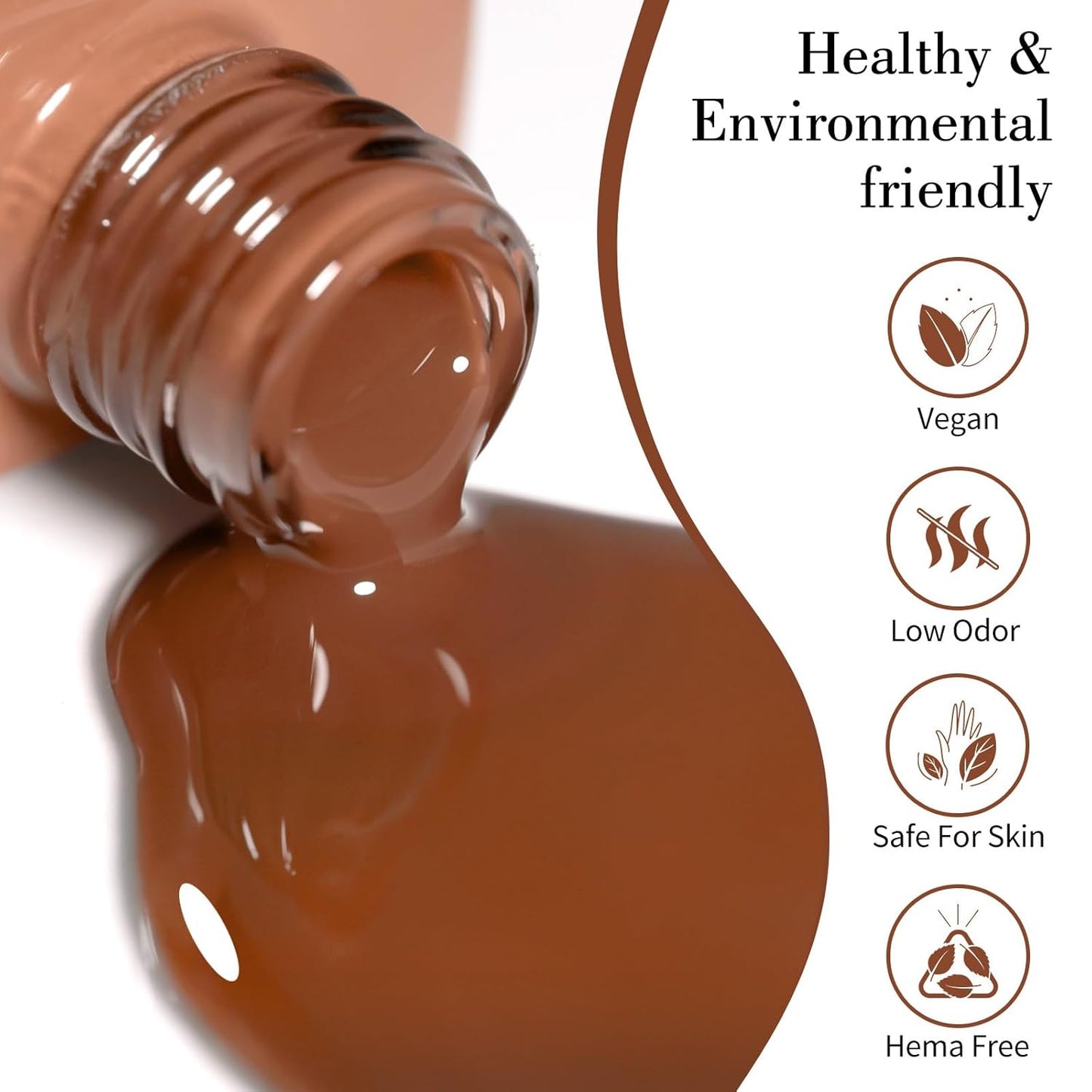 CANNI Brown Gel Nail Polish, 1Pcs Caramel Coffee Brown Color High Gloss Soak Off UV Nail Polish Gel Manicure Salon DIY-Velvo Beauty