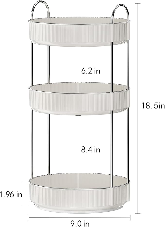 Rotating Makeup Organizer for Vanity,3 Tier High-Capacity Skincare Clear Make Up Storage Perfume Organizers Cosmetic Dresser Organizer Countertop 360 Spinning-Velvo Beauty