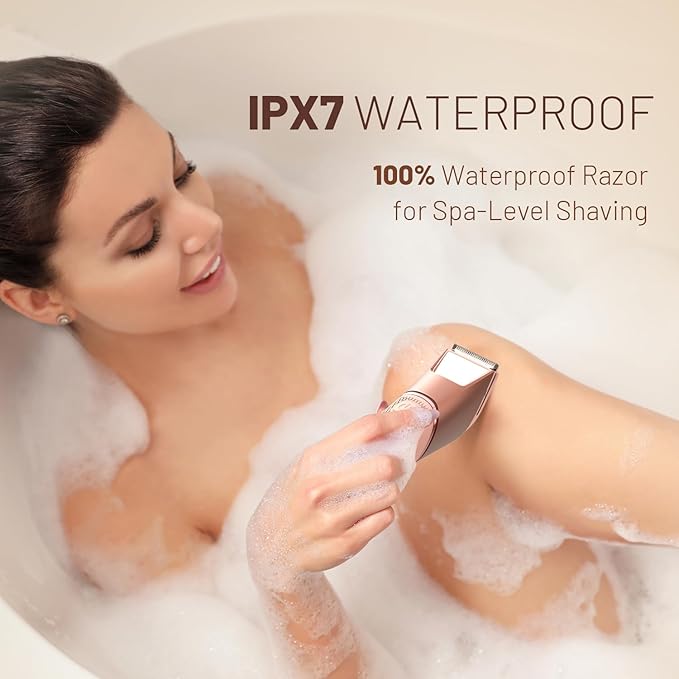 Bikini Trimmer for Women: Mirror Electric Shaver for Body Pubic Hair with LED Light, IPX7 Waterproof Portable Lady Facial Razor with Ceramic Blade,Rechargeable Body Groomer for Leg,Arm,Underarm-Velvo Beauty