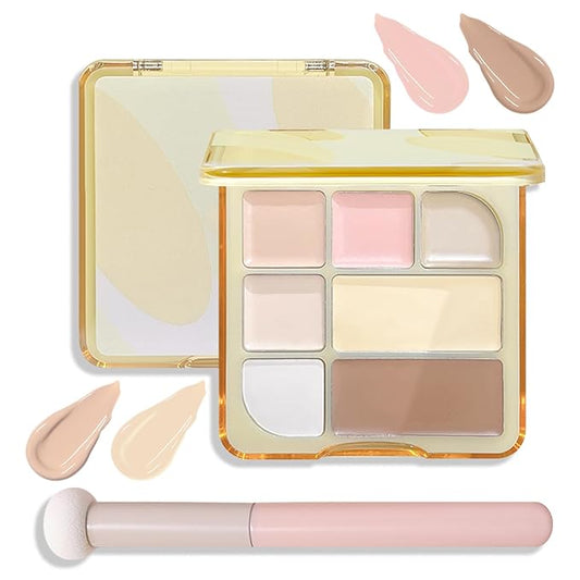 7 Colors Concealer Contour Palette,Correcting Concealer Makeup Palette 7 In 1 Contouring Foundation Cream Contour Palette for Redness,Dark Circles,Blemish,Acne(03#)-Velvo Beauty