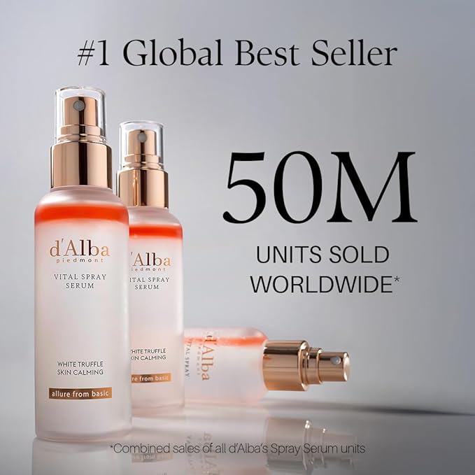 d'alba Piedmont Italian White Truffle Vital Spray Serum, Vegan Skin Care, Calming and Hydrating Facial Mist for Red and Sensitive Skin, Glow Serum, Surfactant Free, All in One, Korean Skin Care-Velvo Beauty
