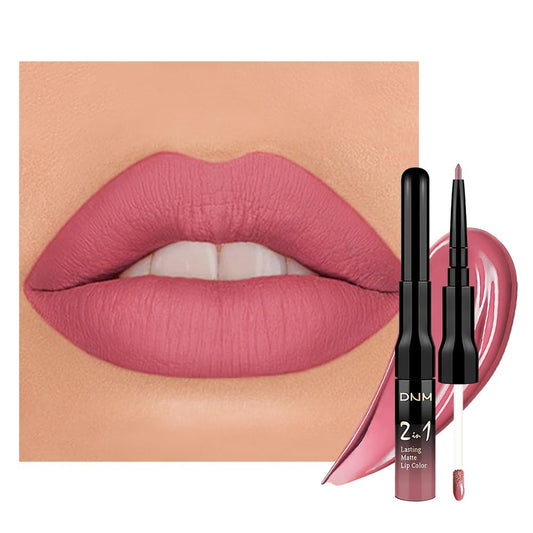 Kaely 2-in-1 Matte Lipstick and Lip Liner, Liquid Lip Stain Makeup for women Long Lasting Waterproof Smudge Proof, labiales matte mate larga duracion listip 24 hours originales, 35 Mauve Pink-Velvo Beauty