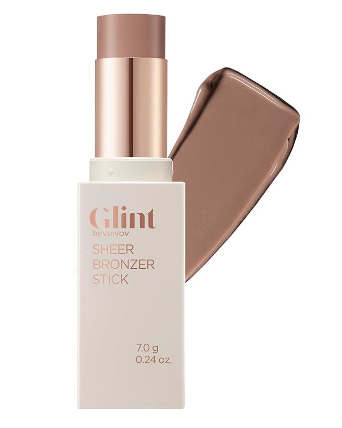Glint Sheer Bronzer Stick (Smoked, 0.24oz) - Creamy Buildable, Blendable Formula for Natural Contour, Long-Lasting, Smooth, Versatile Use. Korean Makeup. Nose, Face, Cheeks.-Velvo Beauty