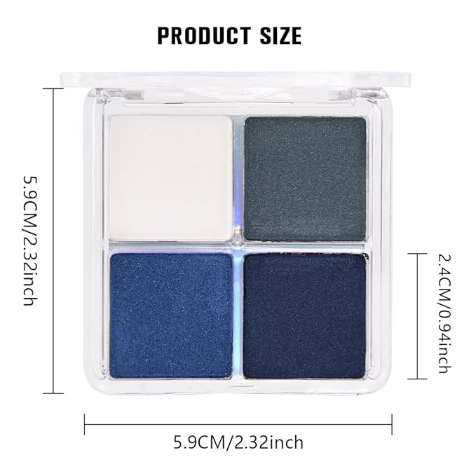 evpct Eyeshadow Quad Palette, White Cyan Royal Dark Blue Green Glitter Shimmer Metallic Matte High Pigment Mini Eye Shadow Palette Makeup for older Women, Smudge Proof Vegan Cruelty-free Night Mayhemt-Velvo Beauty