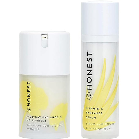 Honest Beauty Get Glowing Bundle | Vitamin C Radiance Brightening Serum + Everyday Moisturizer | Improves Skin Tone | Vitamin C + Pearl | EWG Verified + Cruelty Free | 1 fl oz, 1.7 fl oz-Velvo Beauty