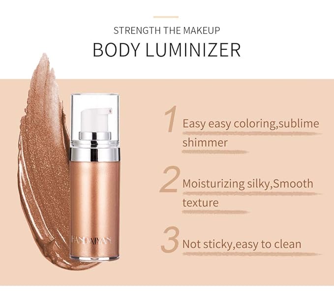 Body Face Luminizer Highlighter Cream Spray Liquid Bronzer Illuminator Glow Glistening Makeup Foundation Cheekbone & Blush Liquid Highlighter Smooth Shimmer Glow Makeup(#01 Pearl White)-Velvo Beauty