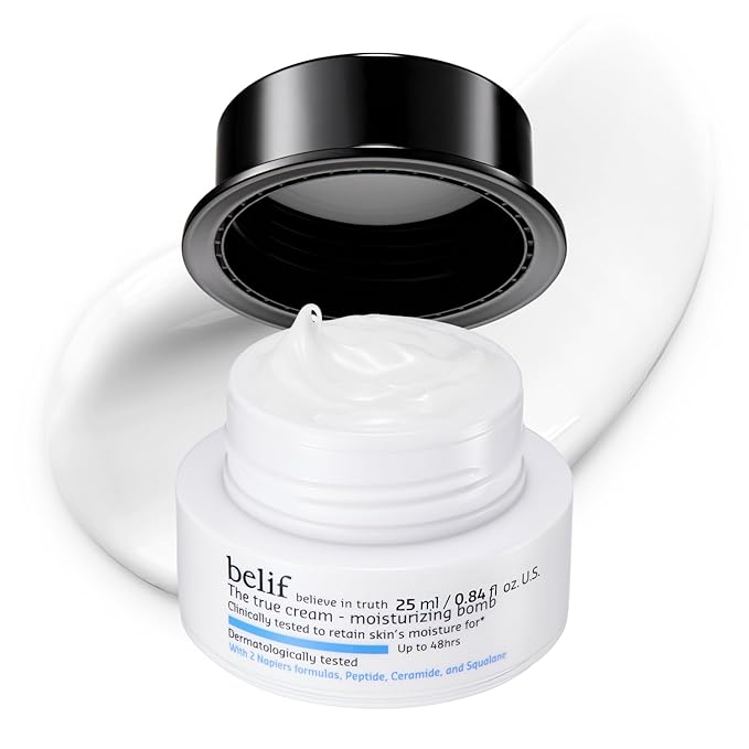 belif Moisturizing Bomb – Daily Ceramide Moisturizer with Peptide & Squalane, 48hr Hydration & Anti-Aging Cream, Milky & Lightweight, Restores Skin Barrier, Korean Skincare, 0.84 fl oz (25ml)-Velvo Beauty