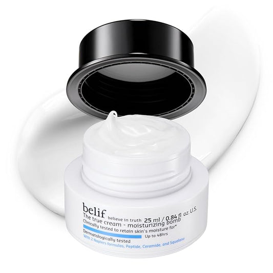 belif Moisturizing Bomb – Daily Ceramide Moisturizer with Peptide & Squalane, 48hr Hydration & Anti-Aging Cream, Milky & Lightweight, Restores Skin Barrier, Korean Skincare, 0.84 fl oz (25ml)-Velvo Beauty