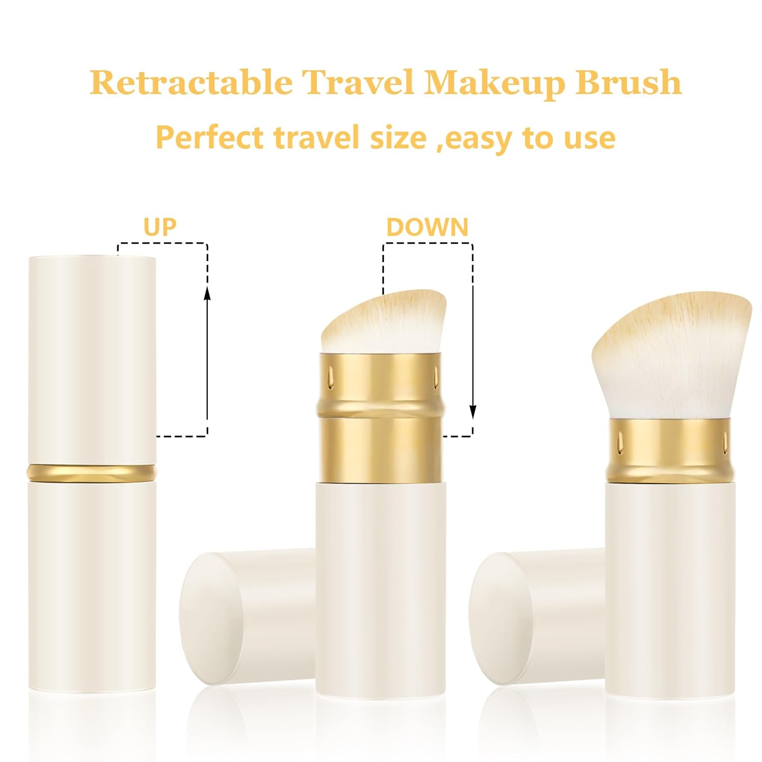 Falliny Retractable Kabuki Makeup Brush, Travel Powder Blush Brush Foundation Makeup Brush with Cover for Blush, Sunscreen,Bronzer, Buffing, Concealer,Highlighter, Powder Cosmetics-Velvo Beauty