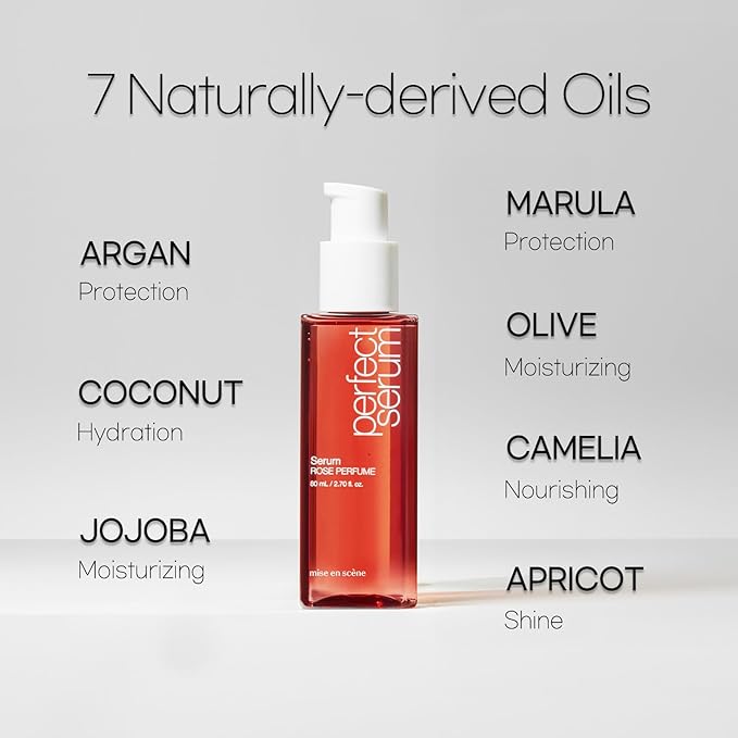 Mise En Scene Perfect Rose Perfume Serum - Korean Hair Essence with Rose Scent, Argan Oil for Damaged Hair Care, 2.70 fl. Oz-Velvo Beauty