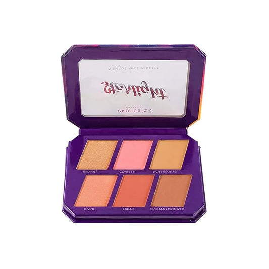 Profusion Cosmetics Euphoric Glam Starlight Face Palette, Illuminate Your Beauty With Effortless Contouring and Glowing Perfection, Create Radiant Makeup Looks With Vibrant Pigments-Velvo Beauty