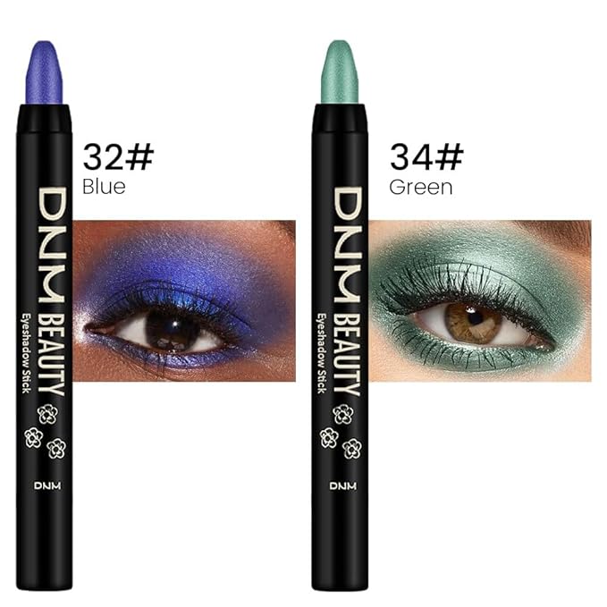 evpct 2Pcs Cream Eyeshadow Sticks Set for Eyes Waterproof, Blue Shimmer & Green Shimmer Matte Eye shadow Stick Pencil Pen Bulk sombras en crema para ojos 32+34-Velvo Beauty