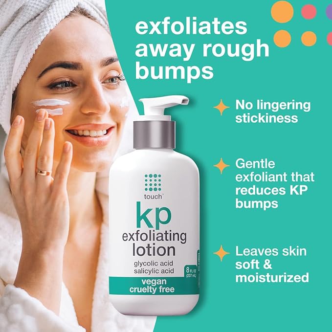 TOUCH Glycolic Acid Lotion for Keratosis Pilaris - KP Exfoliating Body Lotion Moisturizer - for AHA BHA Rough & Bumpy Skin- Gets Rid of Redness - 8 Fl Oz-Velvo Beauty