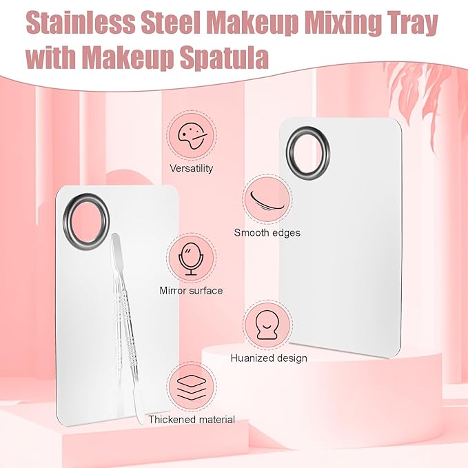 4 Pcs Makeup Spatula Korean Set, Spatula Makeup Korean Foundation Spatula, Stainless Steel Cosmetic Makeup Palette, Korean Makeup Spatula, Makeup Mixing Palette Cosmetic Spatula Skin Care Spatula Tool-Velvo Beauty