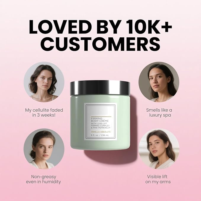 Champagne Firming Body Cream,Anti-Aging Tightening Cream with Luxe-Lift Complex,Skin Firming Cream for Hydrates Dry Skin, Fights Crepey Skin on Arms & Legs(8 Fl Oz, Sweet Almond Coconut)-Velvo Beauty