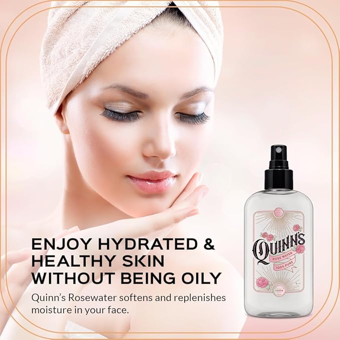 Quinn’s Rose Water - Hydrating Facial Toner Spray, Rosewater for Hair, Skin & Face Mist, 8 Ounce-Velvo Beauty